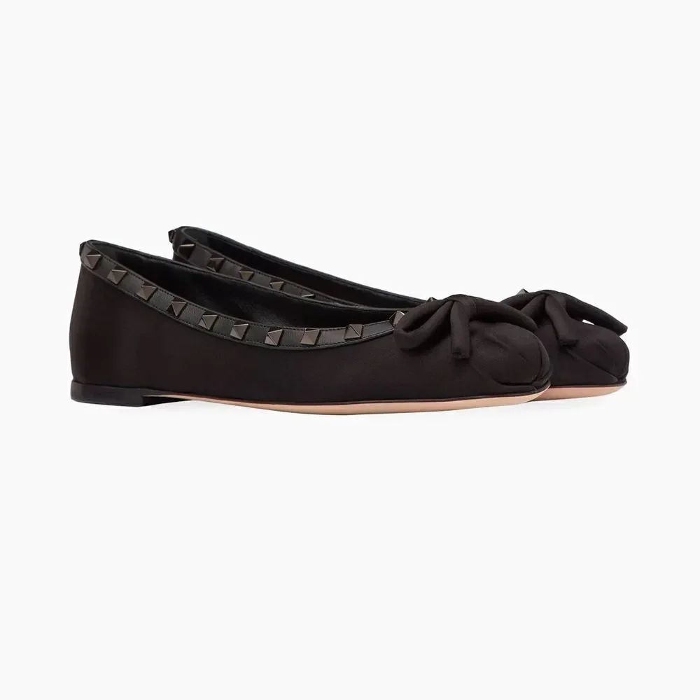 Valentino Garavani Rockstud Satin Ballerina Flats size 36.5